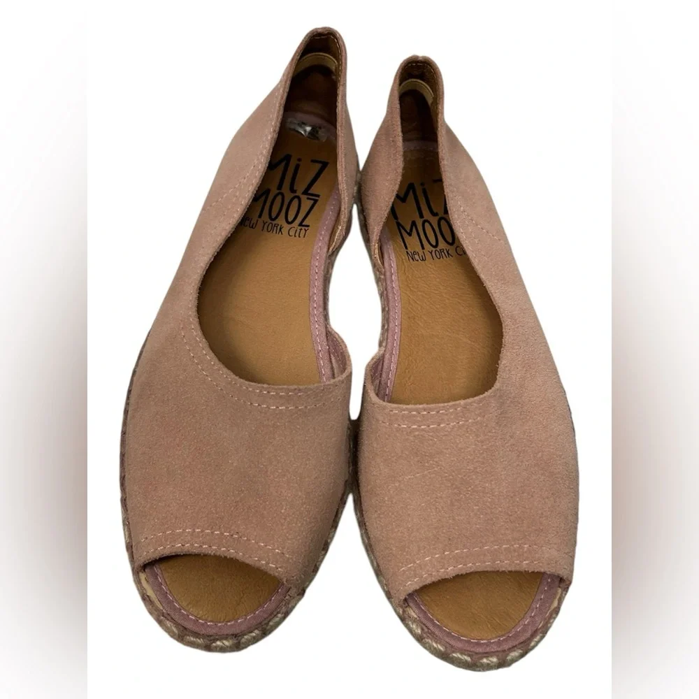 Miz Mooz Rose Suede Peep-Toe Espadrille Flats Size 38
